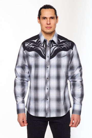 Men's Western Cowboy Embroidery Shirt-PS500L-554 - Rodeo Clothing wholesale 