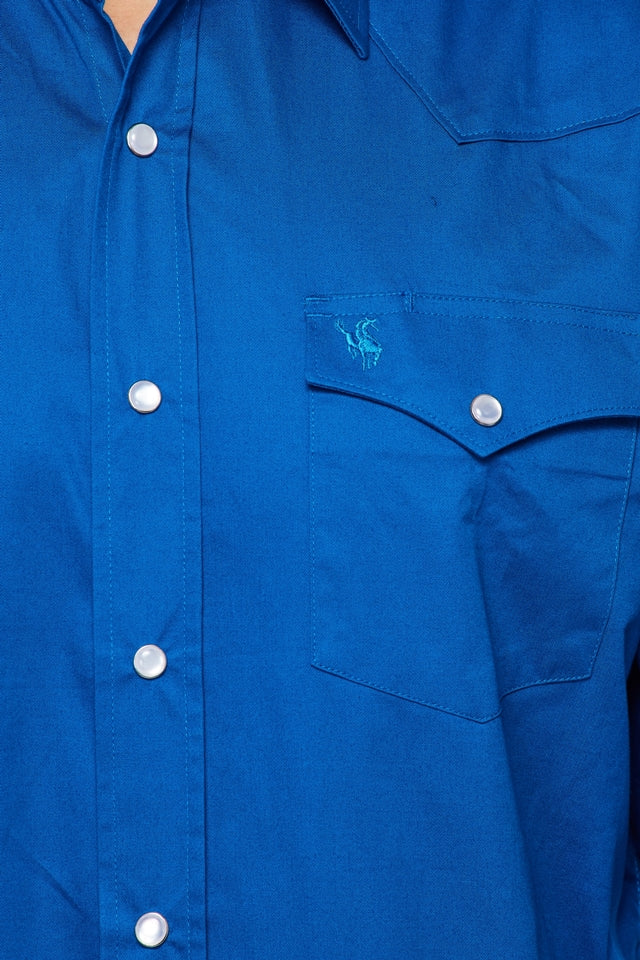 Men's Western Solid Twill Shirt-AC108L-ROYAL - Rodeo Clothing wholesale 