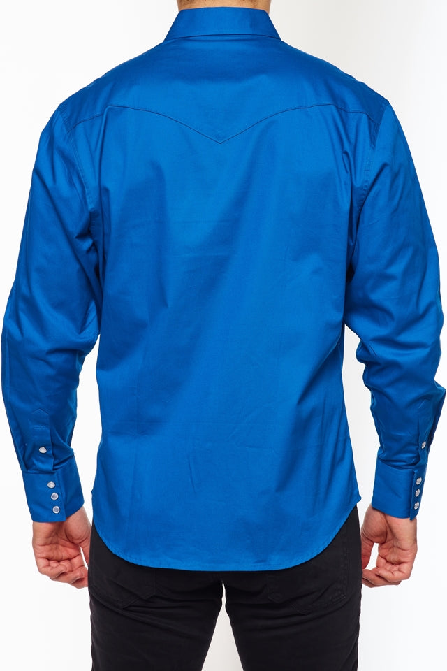 Men's Western Solid Twill Shirt-AC108L-ROYAL - Rodeo Clothing wholesale 