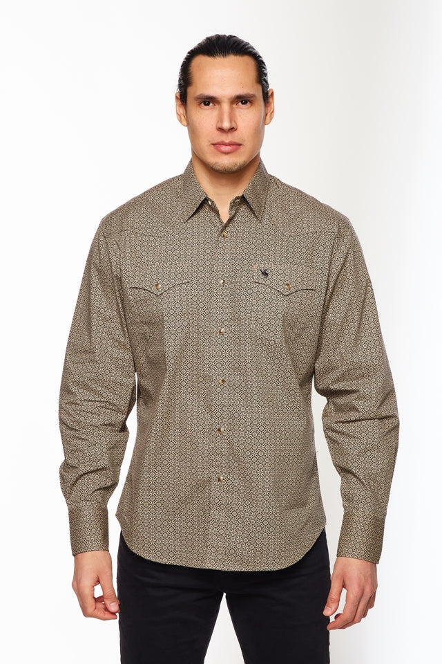 Men's Western Pearl Snap Print Shirt-PS100L-148 - Rodeo Clothing wholesale 