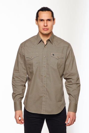 Men's Western Pearl Snap Print Shirt-PS100L-148 - Rodeo Clothing wholesale 