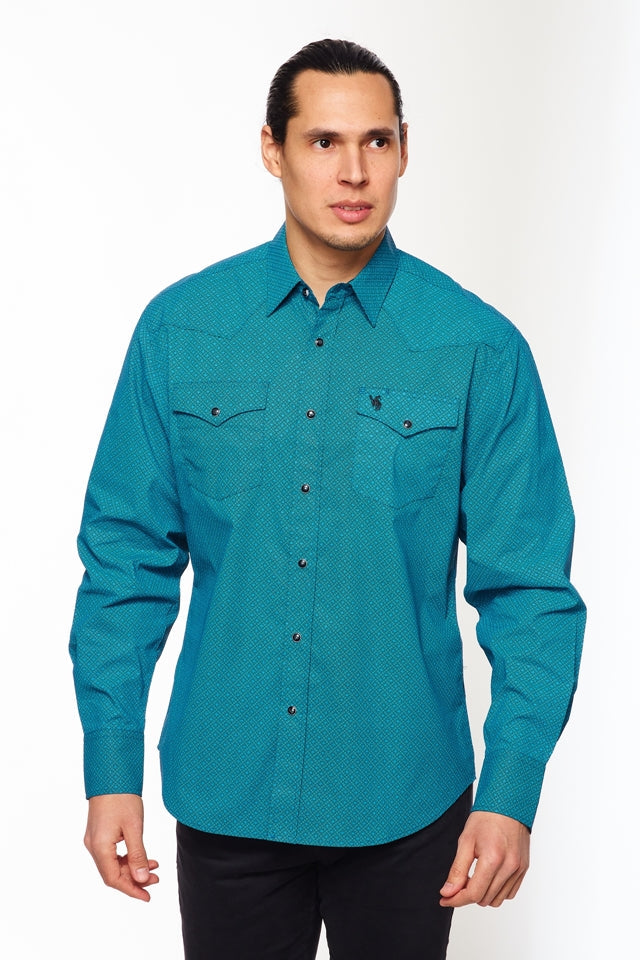 Men's Western Pearl Snap Print Shirt-PS100L-150 - Rodeo Clothing wholesale 