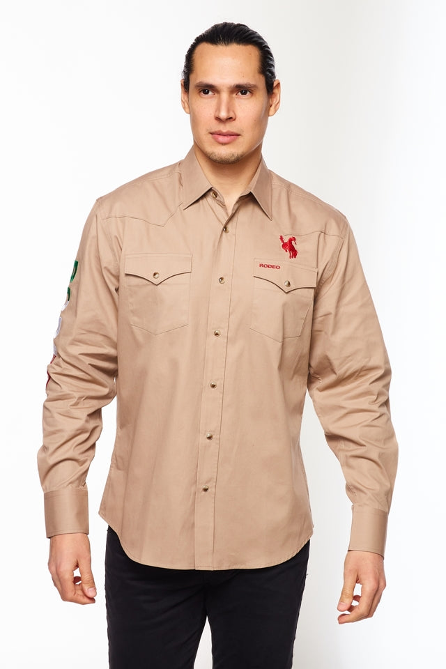 PS550-EMB-KHAKI MEX - Rodeo Clothing wholesale 