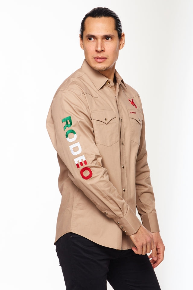 PS550-EMB-KHAKI MEX - Rodeo Clothing wholesale 