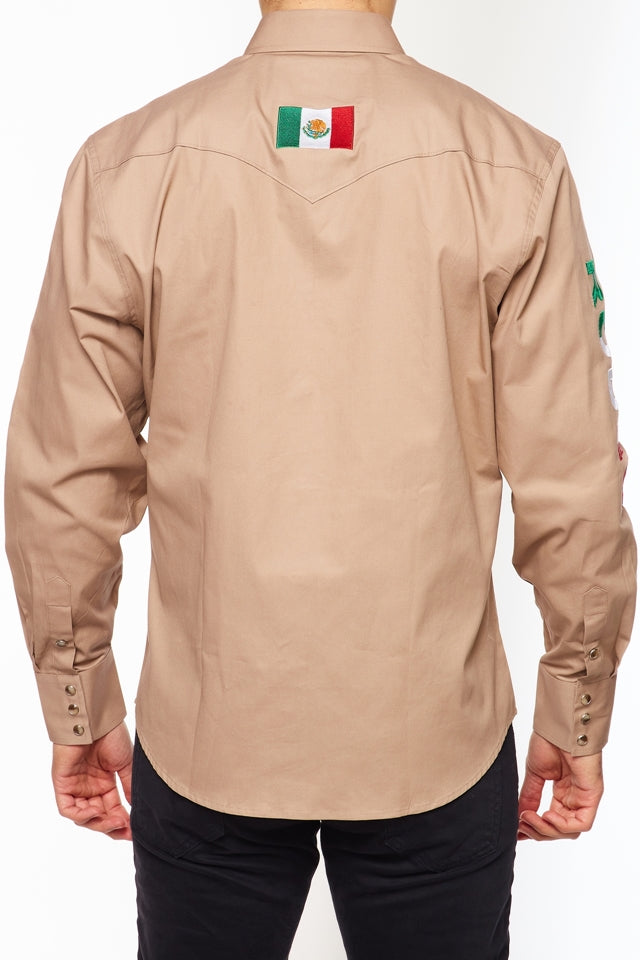 PS550-EMB-KHAKI MEX - Rodeo Clothing wholesale 