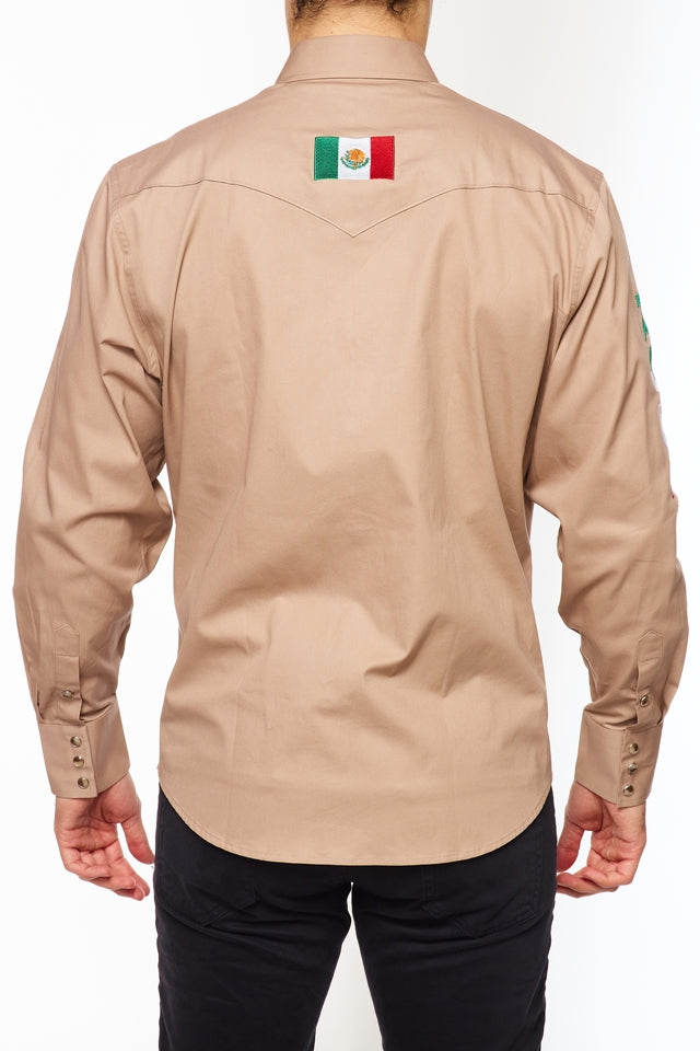 PS550-EMB-KHAKI MEX - Rodeo Clothing wholesale 