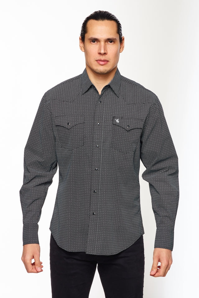 Men's Western Pearl Snap Print Shirt-PS100L-126 - Rodeo Clothing wholesale 