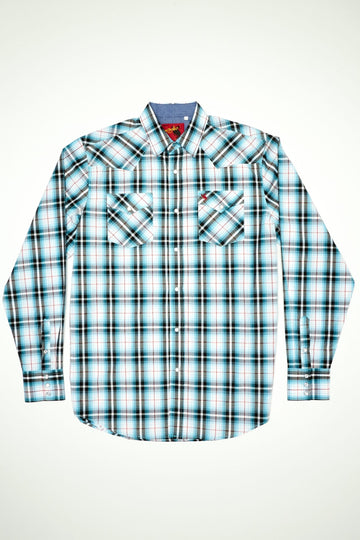 Men's Big & Tall Western Pearl Snap Plaid Shirt-PS400L-BT-493 - Rodeo Clothing wholesale 