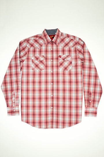 Men's Big & Tall Western Pearl Snap Plaid Shirt-PS400L-BT-438 - Rodeo Clothing wholesale 