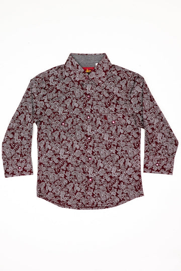 Kids Western Pearl Snaps Print Shirt-PS100K-112 - Rodeo Clothing wholesale 