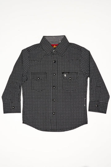 Kids Western Pearl Snaps Print Shirt-PS100K-126 - Rodeo Clothing wholesale 