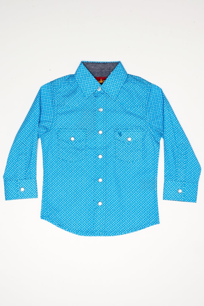 Kids Western Pearl Snaps Print Shirt-PS100K-124 - Rodeo Clothing wholesale 