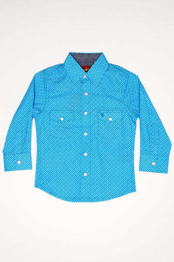 Kids Western Pearl Snaps Print Shirt-PS100K-124 - Rodeo Clothing wholesale 