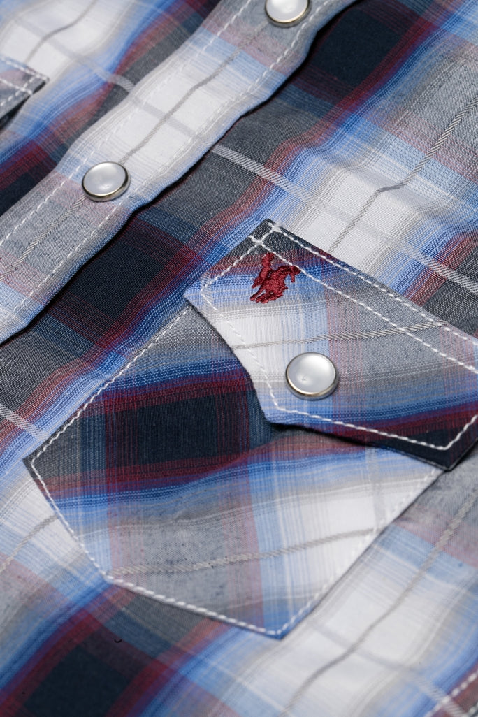 Boy's Western Pearl Snap Button Plaid Shirt-PS400K-470 - Rodeo Clothing wholesale 