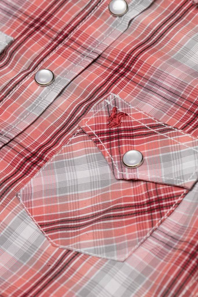 Boy's Western Pearl Snap Button Plaid Shirt-PS400K-438 - Rodeo Clothing wholesale 