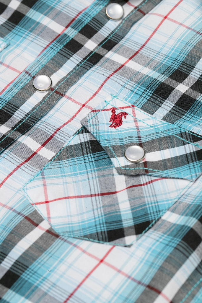 Boy's Western Pearl Snap Button Plaid Shirt-PS400K-493 - Rodeo Clothing wholesale 