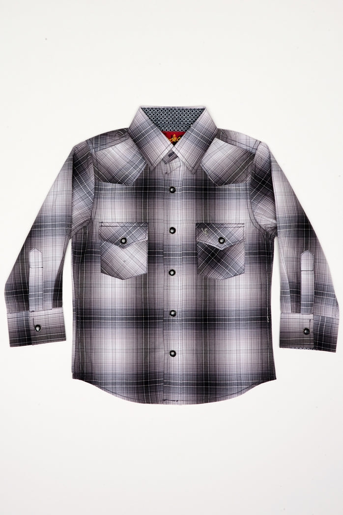 Boy's Western Pearl Snap Button Plaid Shirt-PS400K-453 - Rodeo Clothing wholesale 