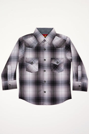Boy's Western Pearl Snap Button Plaid Shirt-PS400K-453 - Rodeo Clothing wholesale 