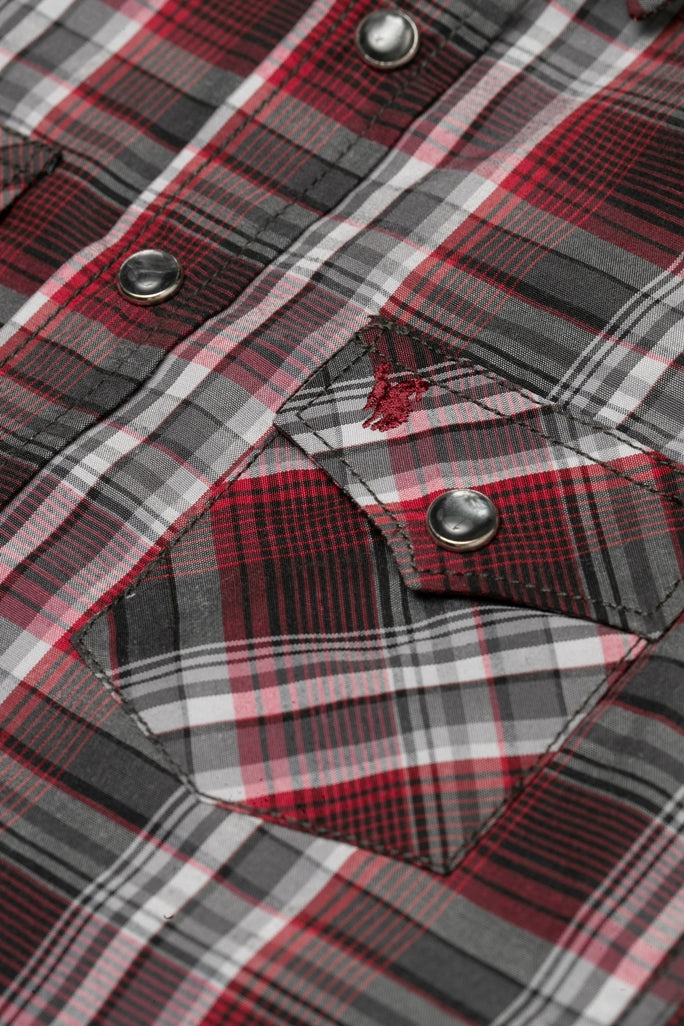Boy's Western Pearl Snap Button Plaid Shirt-PS400K-477 - Rodeo Clothing wholesale 