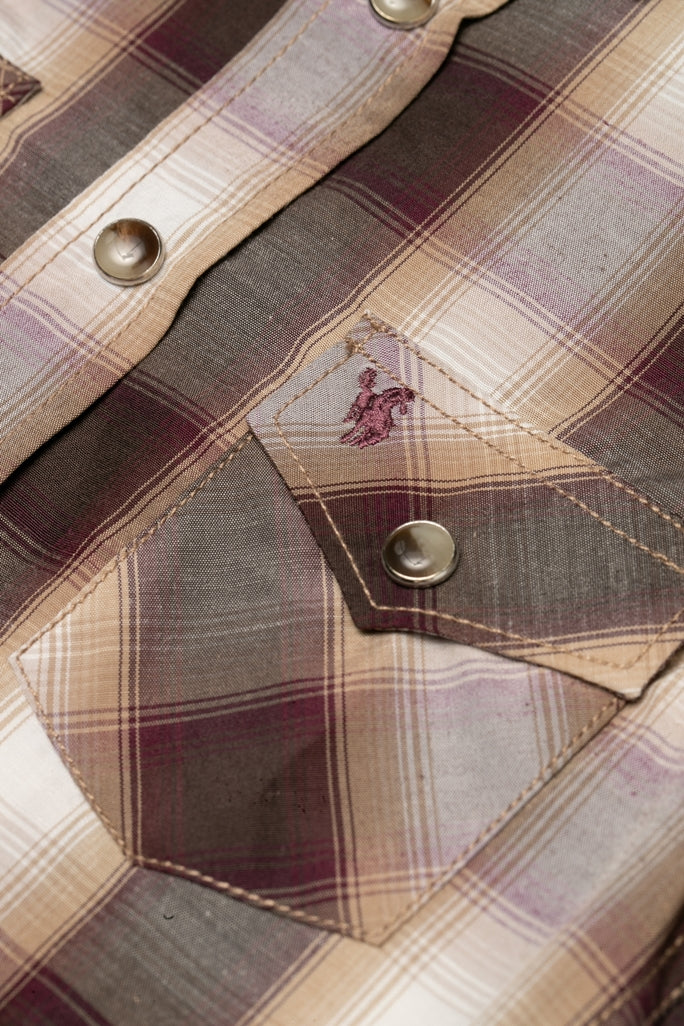 Boy's Western Pearl Snap Button Plaid Shirt-PS400K-474 - Rodeo Clothing wholesale 