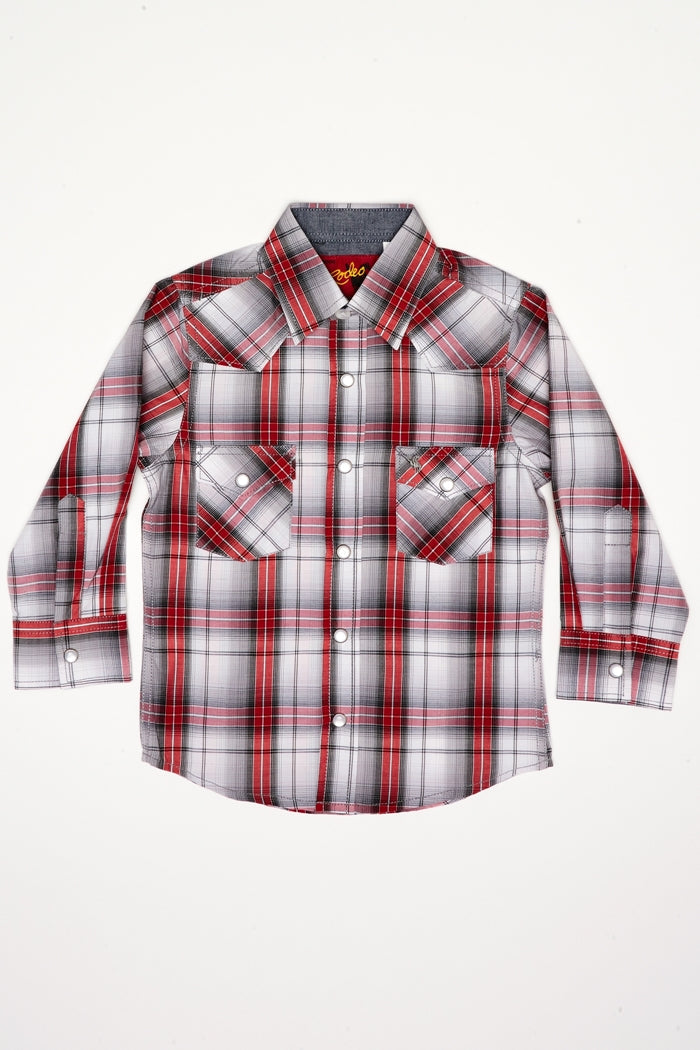 Boy's Western Pearl Snap Button Plaid Shirt-PS400K-451 - Rodeo Clothing wholesale 
