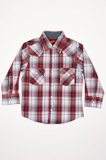 Boy's Western Pearl Snap Button Plaid Shirt-PS400K-451 - Rodeo Clothing wholesale 