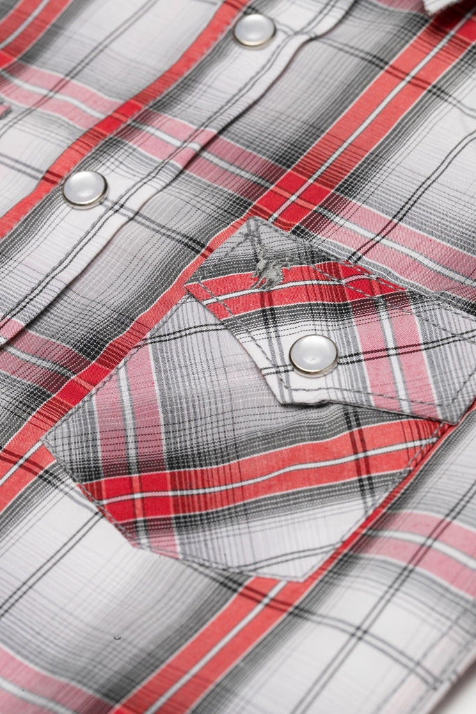 Boy's Western Pearl Snap Button Plaid Shirt-PS400K-451 - Rodeo Clothing wholesale 
