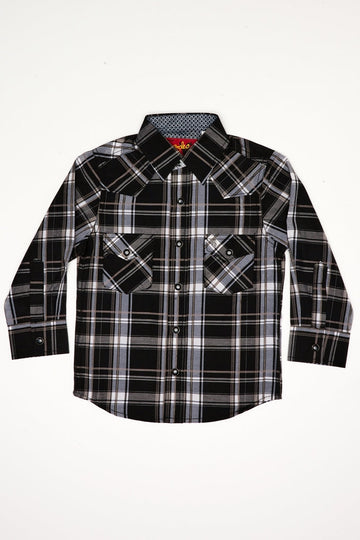 Boy's Western Pearl Snap Button Plaid Shirt-PS400K-476 - Rodeo Clothing wholesale 