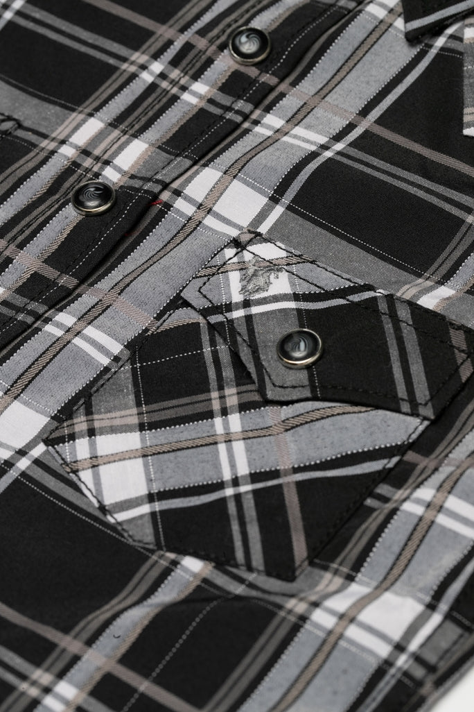 Boy's Western Pearl Snap Button Plaid Shirt-PS400K-476 - Rodeo Clothing wholesale 