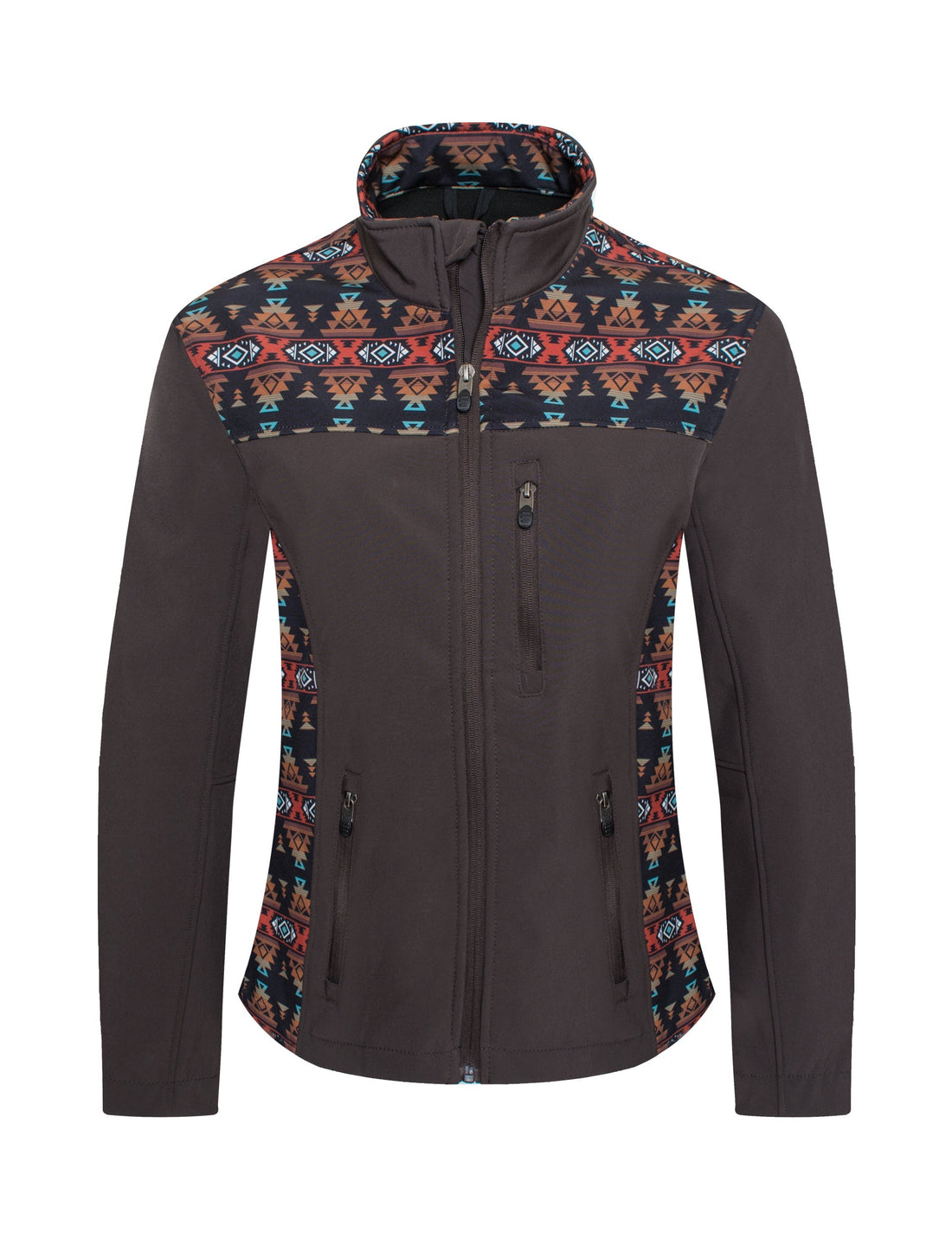 Women's Western Aztec Print Jacket-LJ650EMB-AZ-BROWN-RUST - Rodeo Clothing wholesale 