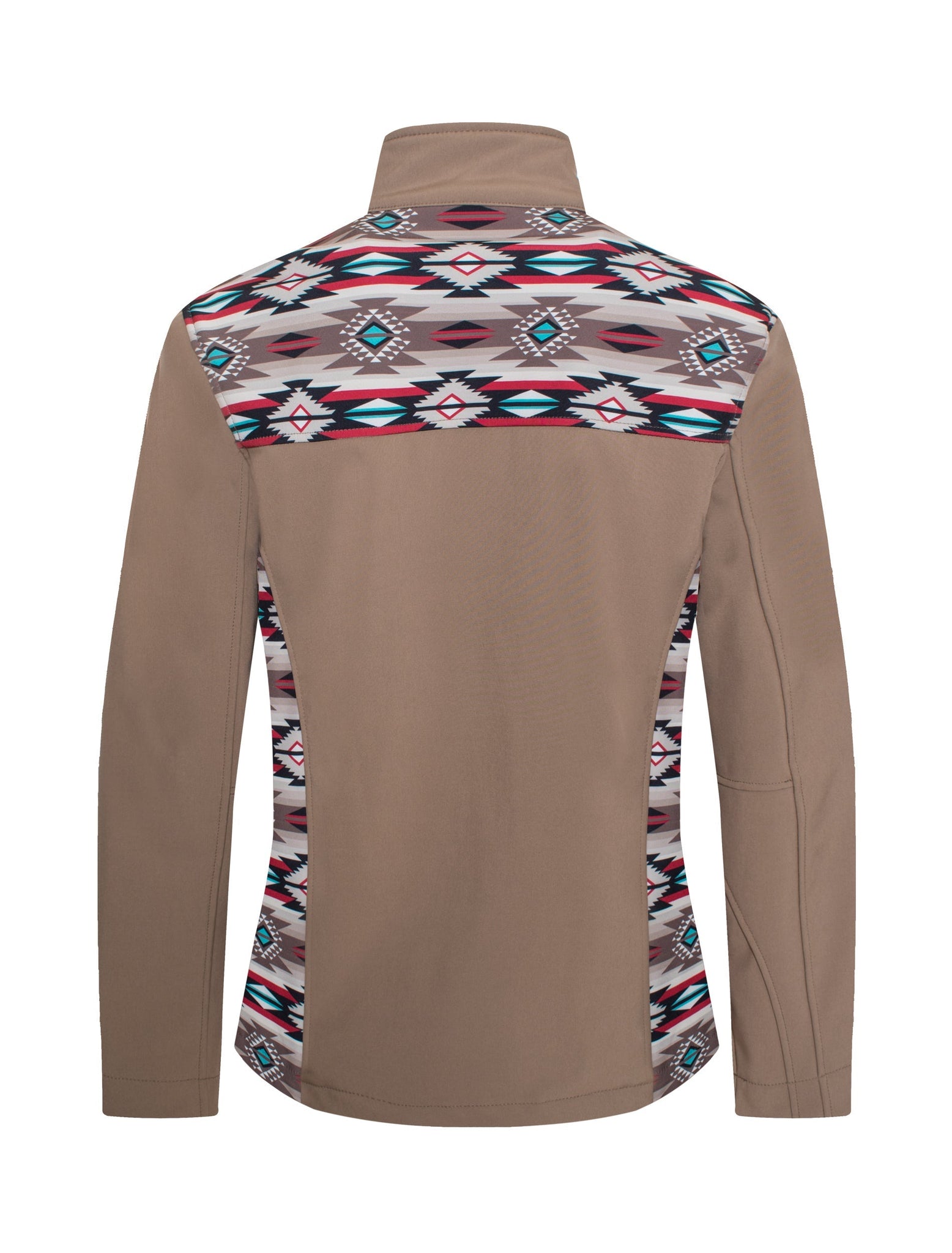 Women's Western Aztec Print Jacket -LJ650EMB-AZ-KHAKI-BROWN