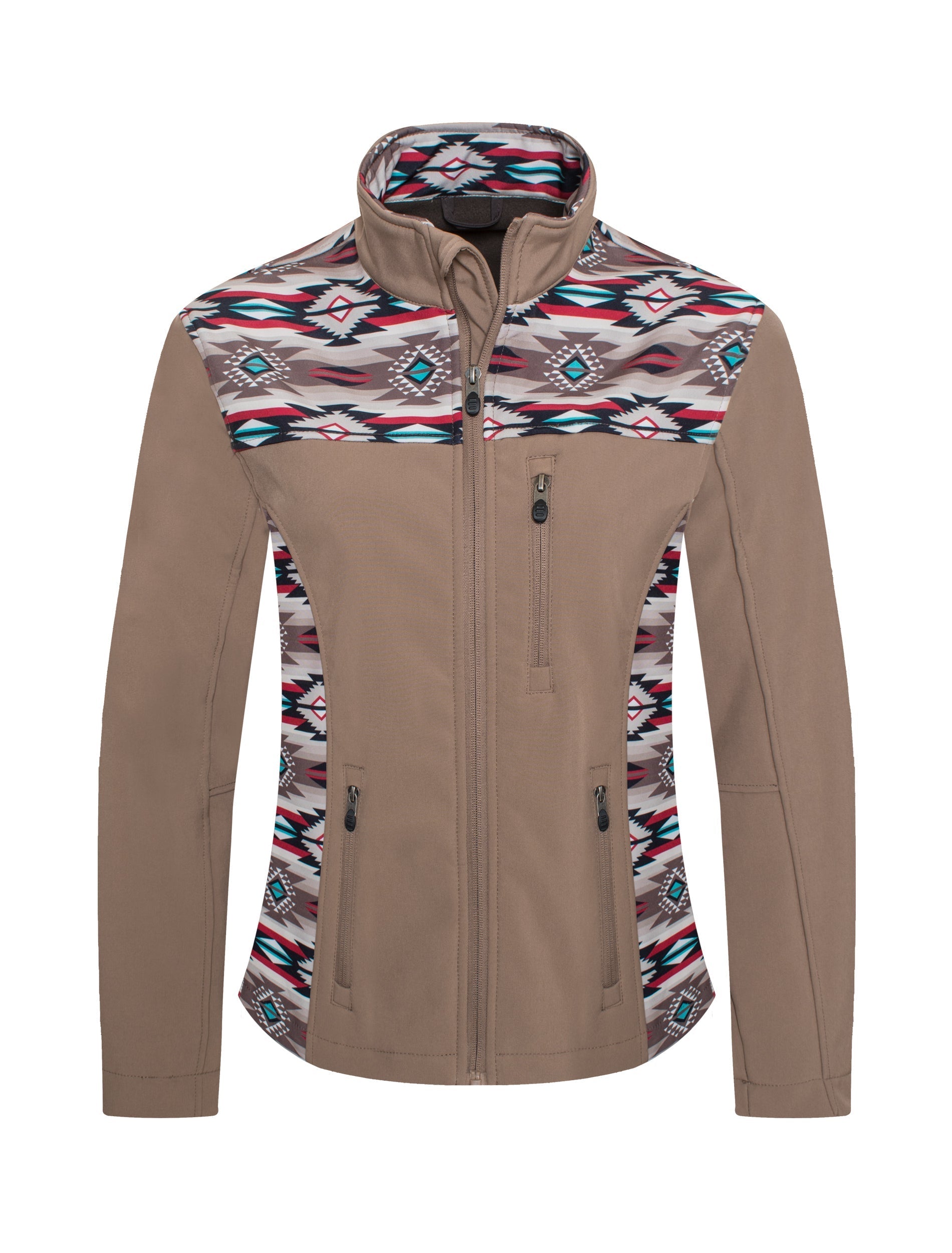 Women's Western Aztec Print Jacket-LJ650EMB-AZ-KHAKI-BROWN - Rodeo Clothing wholesale 