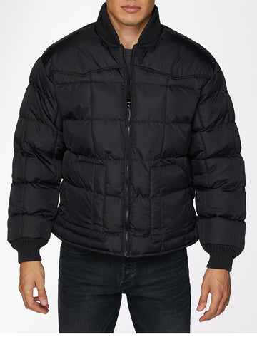 Men's Nylon Quilted Puffer Jacket-NJ629-Black - Rodeo Clothing wholesale 
