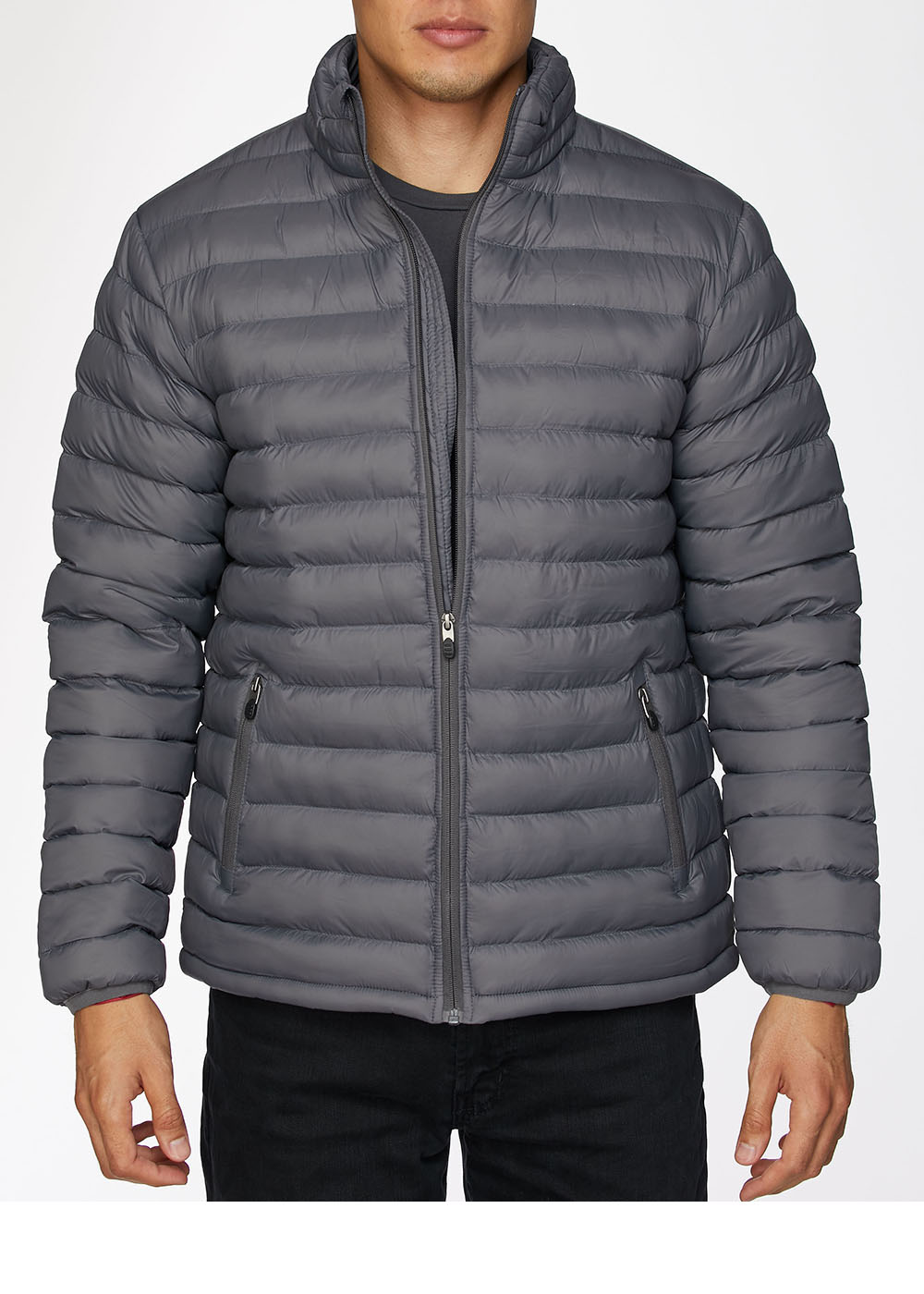 Men's Nylon Quilted Puffer Jacket-NJ640-Charcoal - Rodeo Clothing wholesale 