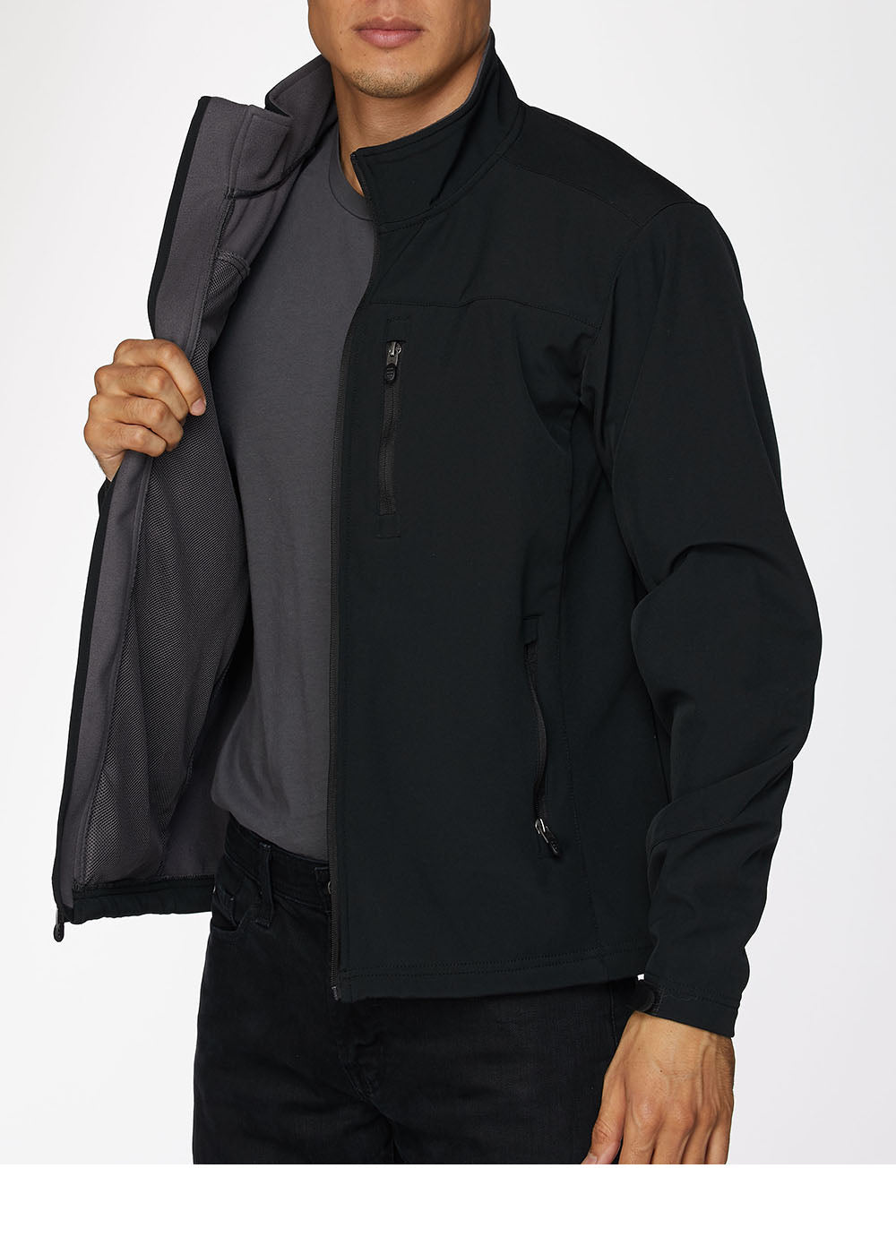 Men's Soft Shell Bonded Jacket-NJ650-Black-Grey - Rodeo Clothing wholesale 