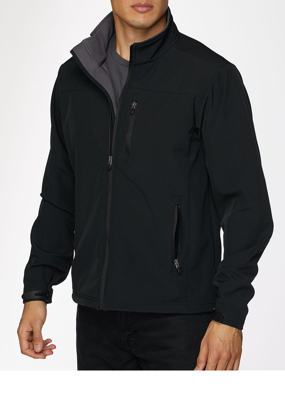 Men's Soft Shell Bonded Jacket-NJ650-Black-Grey - Rodeo Clothing wholesale 
