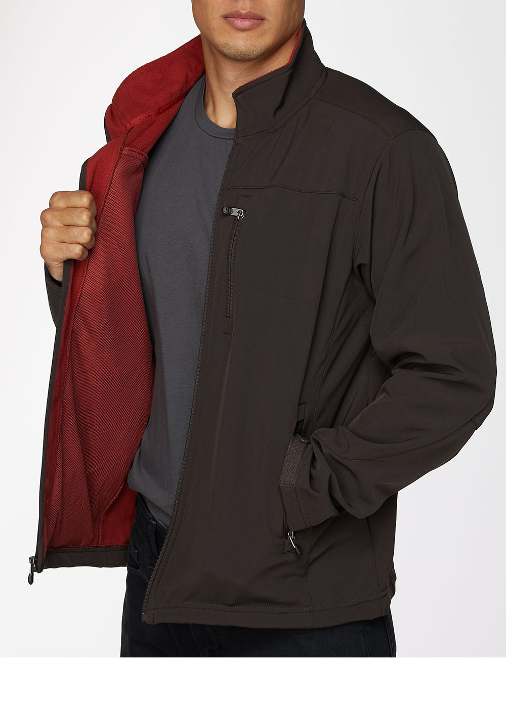 Men's Soft Shell Bonded Jacket-NJ650-Brown-Rust - Rodeo Clothing wholesale 