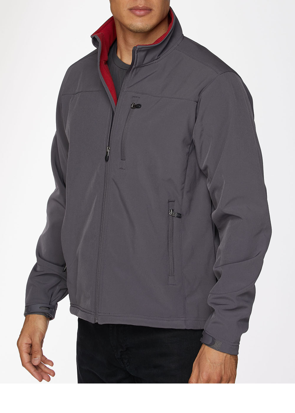 Men's Soft Shell Bonded Jacket-NJ650-Charcoal-Red - Rodeo Clothing wholesale 