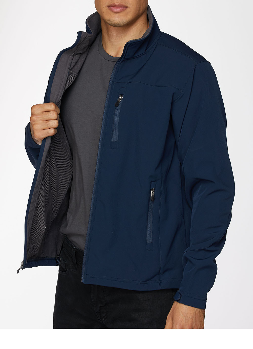 Men's Soft Shell Bonded Jacket-NJ650-Navy-Grey - Rodeo Clothing wholesale 