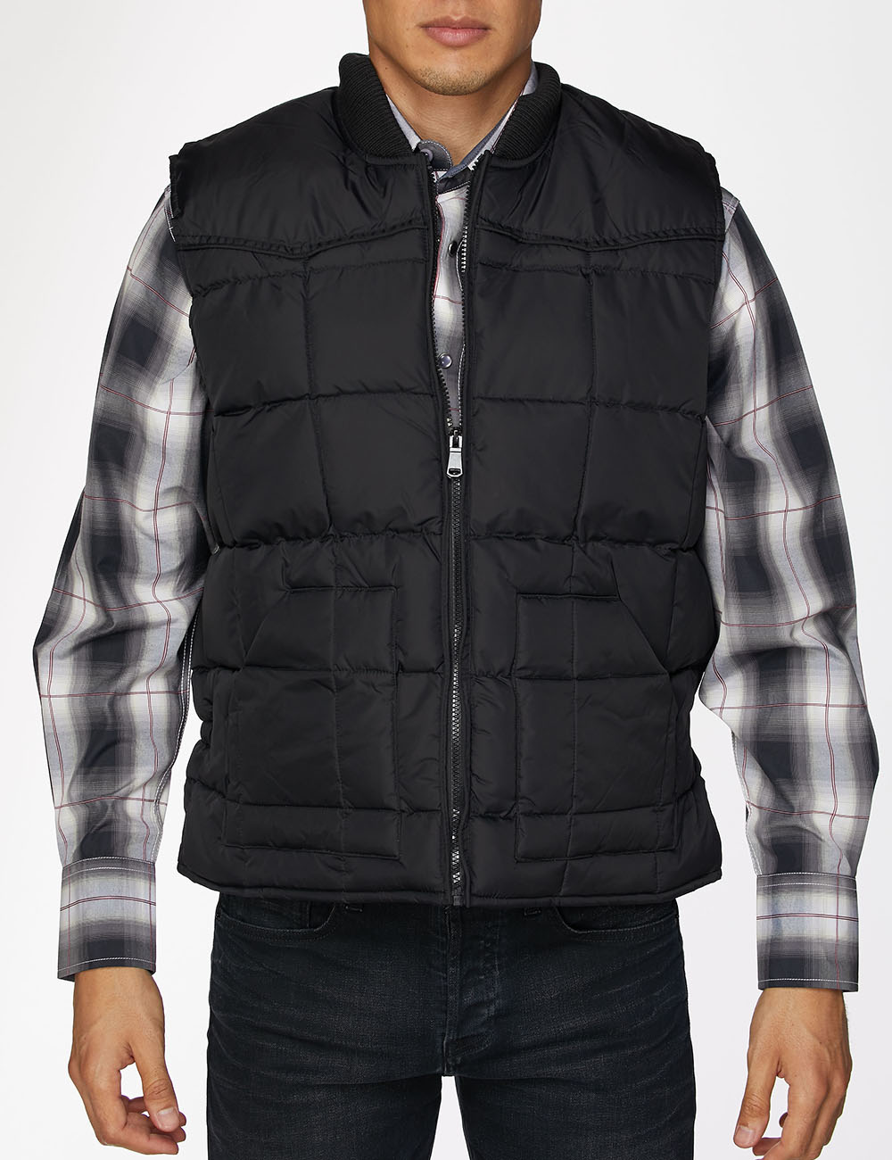 Men's Nylon Quilted Sleeveless Vest-NV629-Black - Rodeo Clothing wholesale 