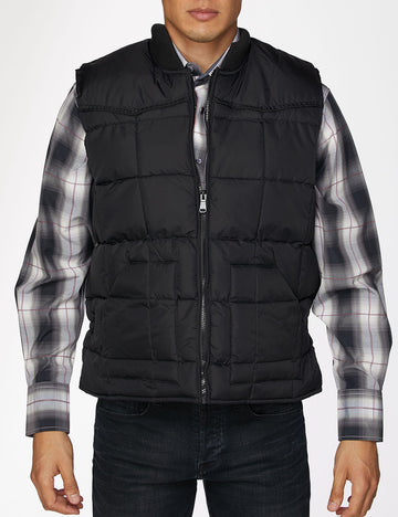 Men's Nylon Quilted Sleeveless Vest-NV629-Black - Rodeo Clothing wholesale 