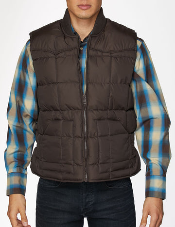 Men's Nylon Quilted Sleeveless Vest-NV629-Brown - Rodeo Clothing wholesale 
