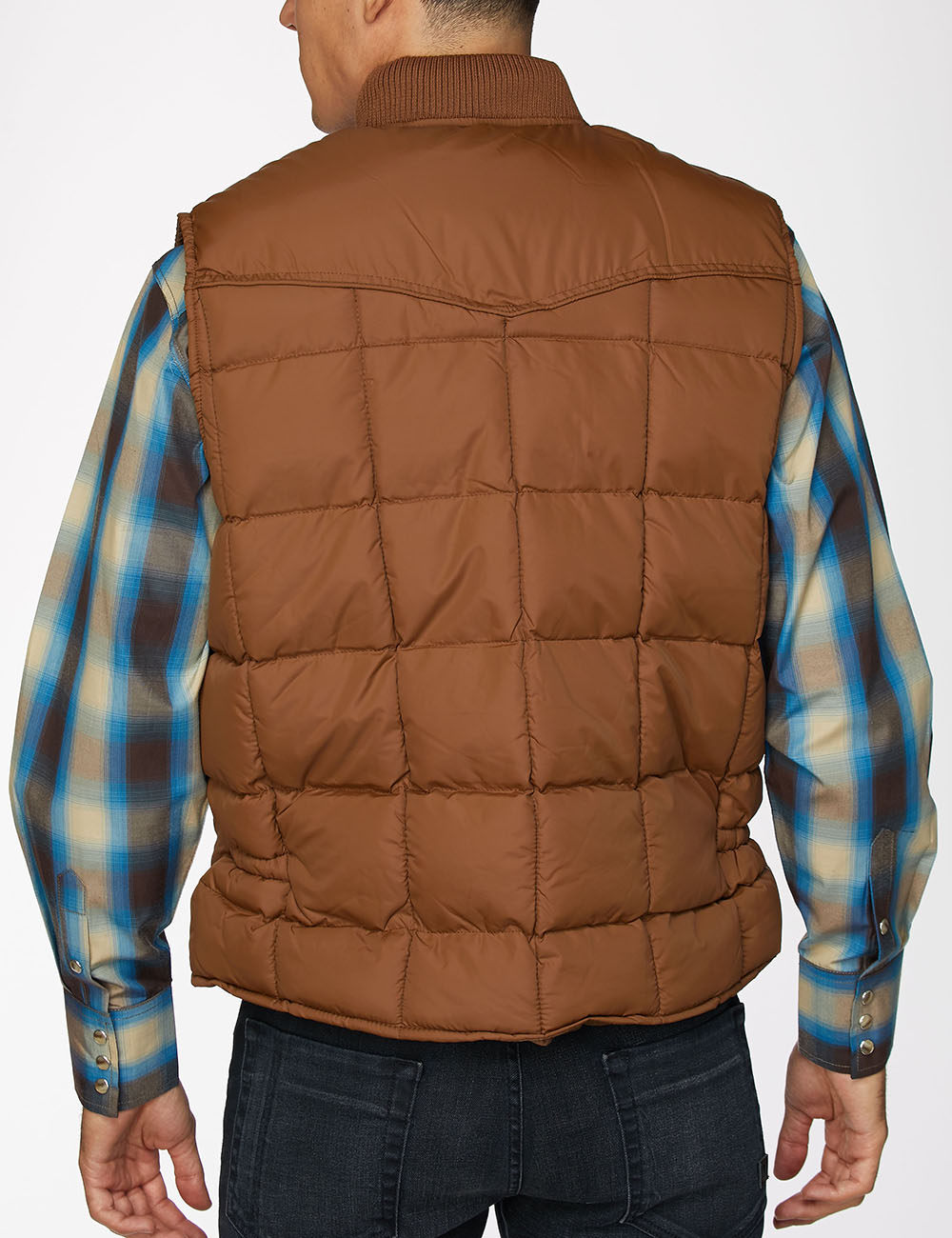 Men's Nylon Quilted Sleeveless Vest-NV629-Cognac - Rodeo Clothing wholesale 