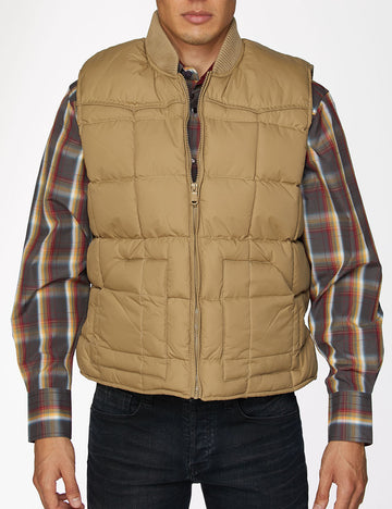 Men's Nylon Quilted Sleeveless Vest-NV629-Khaki - Rodeo Clothing wholesale 