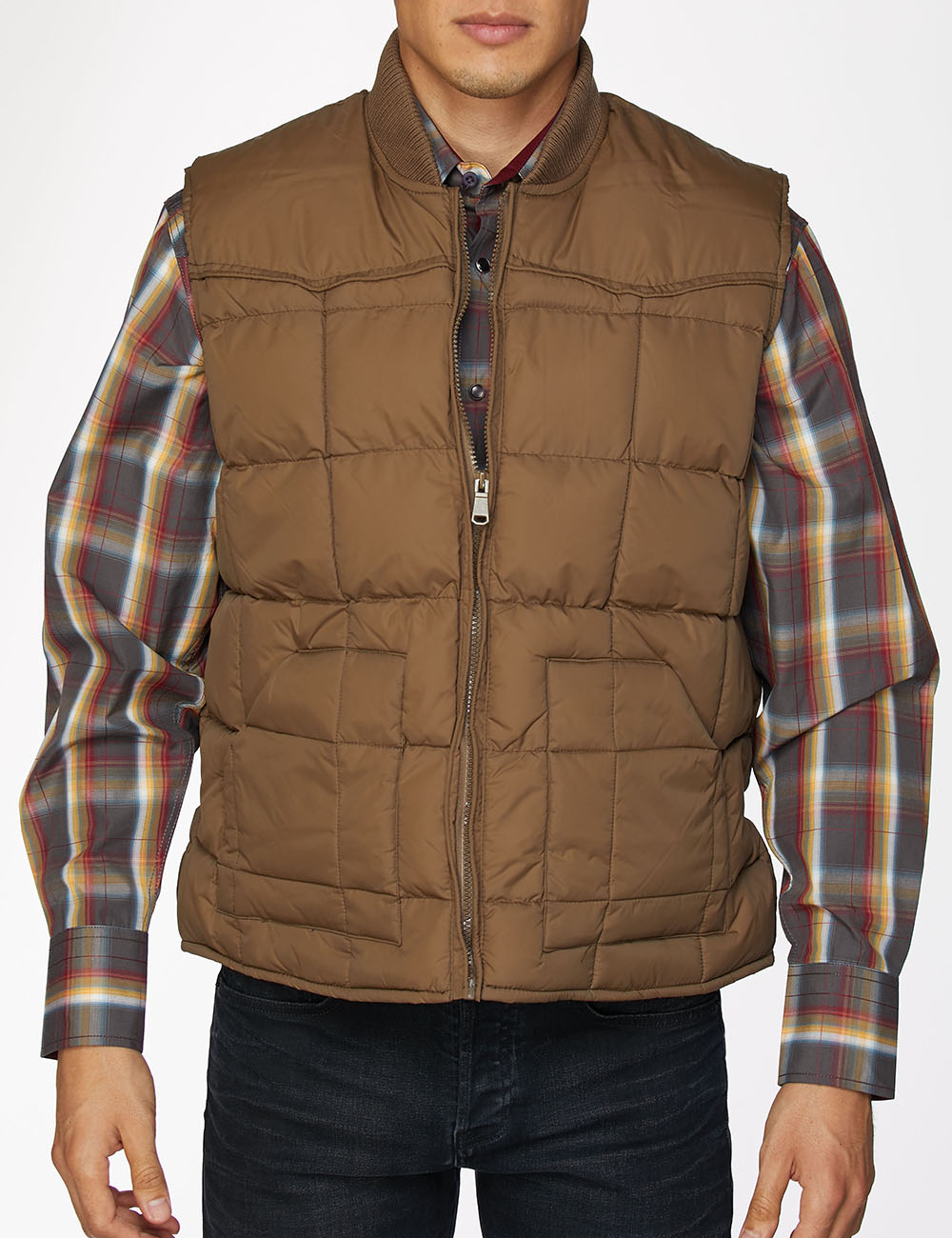 Men's Nylon Quilted Sleeveless Vest-NV629-Mushroom - Rodeo Clothing wholesale 