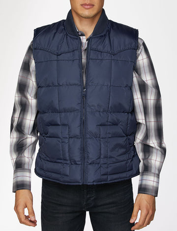 Men's Nylon Quilted Sleeveless Vest-NV629-Navy - Rodeo Clothing wholesale 