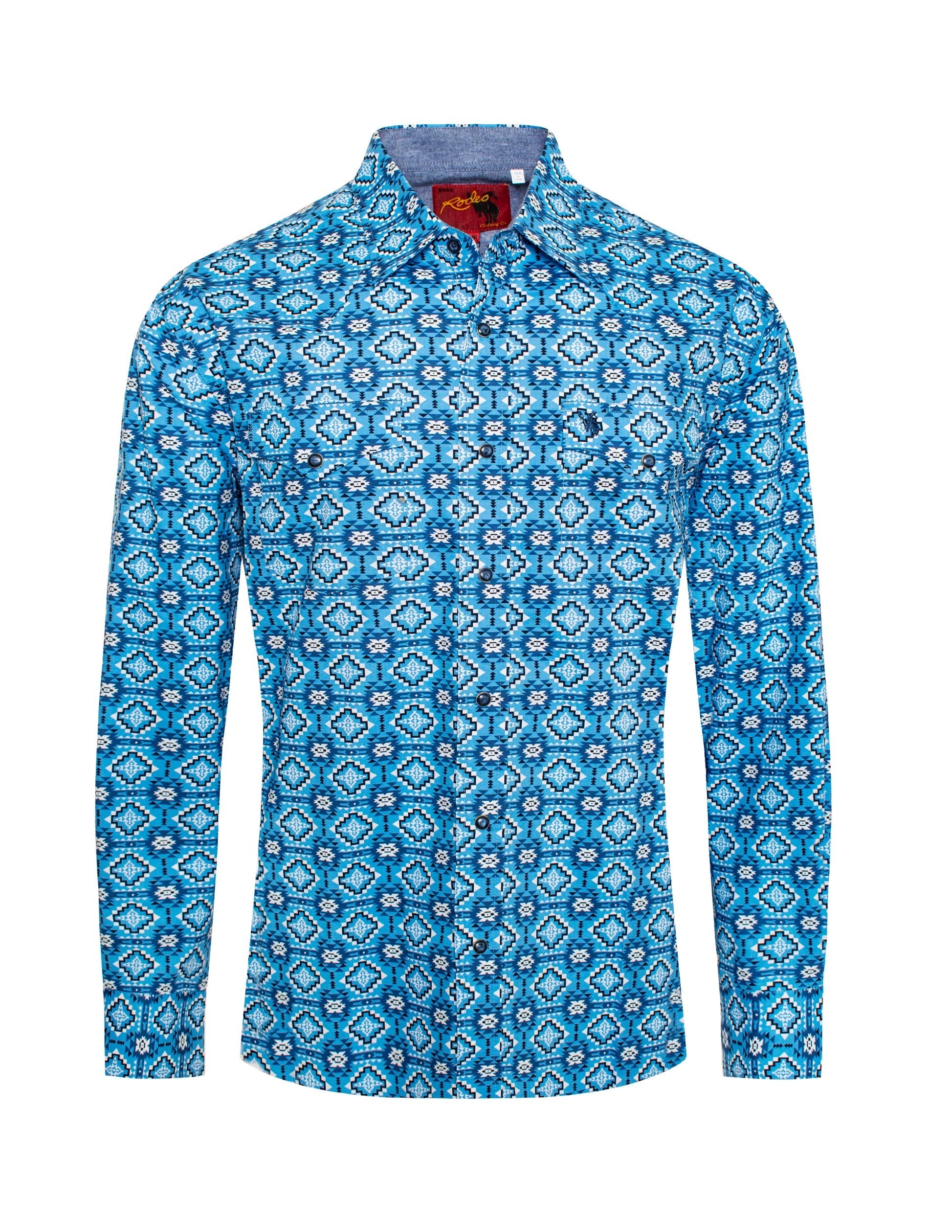 Men's Western Pearl Snap Print Shirt-PS100L-173 - Rodeo Clothing wholesale 