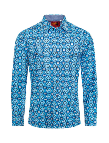 Men's Western Pearl Snap Print Shirt-PS100L-173 - Rodeo Clothing wholesale 