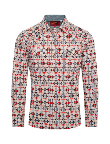 Men's Western Pearl Snap Print Shirt-PS100L-176 - Rodeo Clothing wholesale 