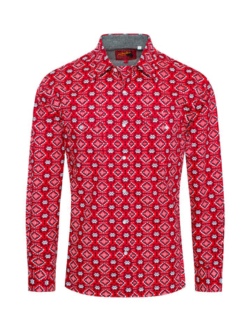 Men's Western Pearl Snap Print Shirt-PS100L-178 - Rodeo Clothing wholesale 